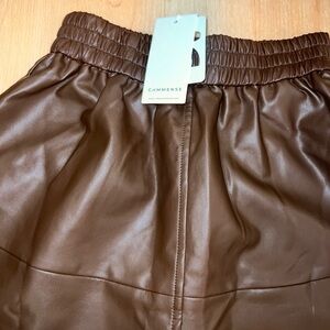 Commense Brown Gathered Leather Accent